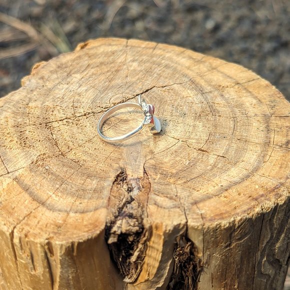 Zuni Mother of Pearl Coral Inlay Ring Mini Angel Native Am Jewlery Sz‎ 6.5*** - Picture 4 of 8